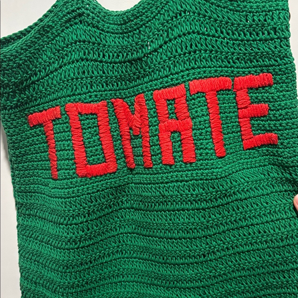 CLARE V Tomate green crochet tote bag - Picture 3 of 9
